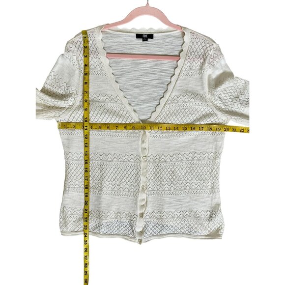 ✨ Frye Ivory Open-Knit Cotton Blend Button Front Cardigan Sweater Size XL ✨ - Picture 9 of 9